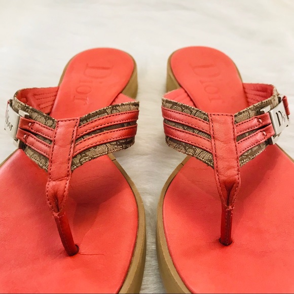 DIOR Orange Diorissimo Beach Tong Slippers - Picture 4 of 8